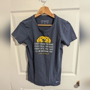 Life Is Good Womens Small Top Blue Short Sleeve Crusher Shirt Tee